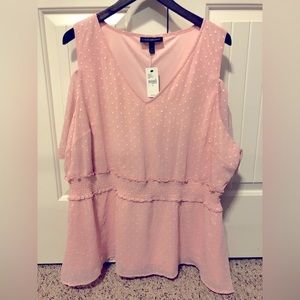 NWT Lane Bryant Short Sleeve Off Shoulder Blush Blouse